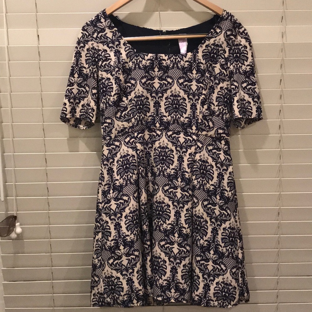 Floral Navy and Cream Dress